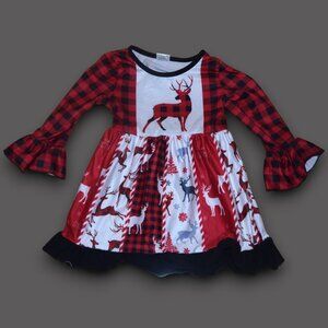 Boutique Toddler Girls' sz 3T Christmas Buffalo Plaid Swing Dress